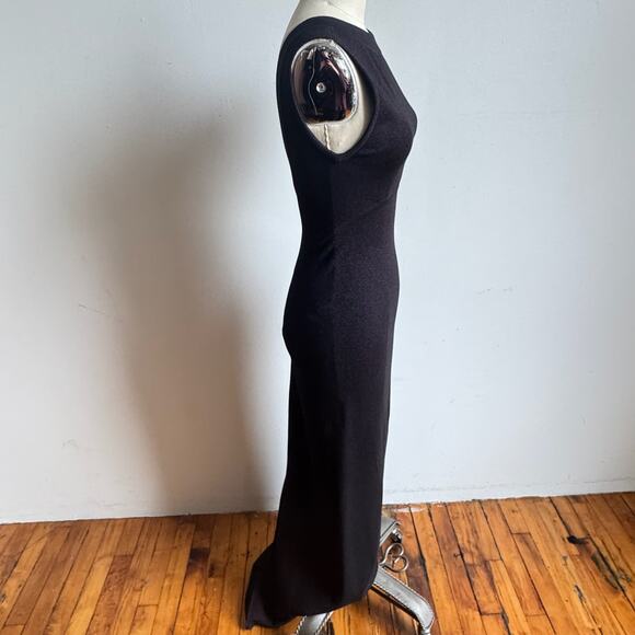 ALAÏA Shimmery Purple/Black Stretch Maxi Dress - Picture 5 of 13